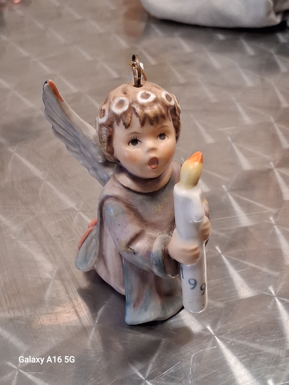 Porcelain Angel Ornament Holding Candle - Pastel Colors